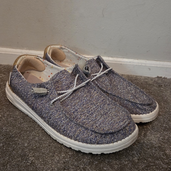 Hey Dude Shoes Womens 9 Wendy Mustard Mix Sneakers Gray Lace Up Low Top Comfort - Picture 2 of 11